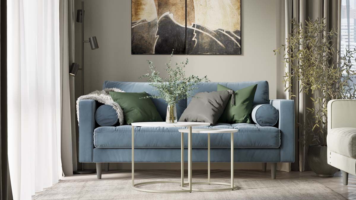 Комплект журнальных столов Калифорния Лесли белый мрамор/титан 9892332102 2