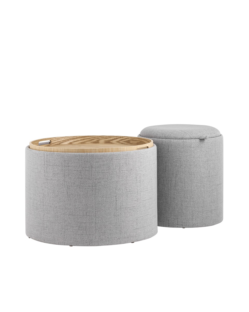Пуф с ящиком Stool Group Хюгге S рогожка серая 19B260LS Y13-8 5