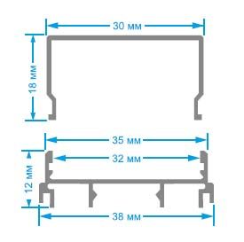 Профиль универсальный с рассеивателем серебро 1м. Apeyron 08-15 2