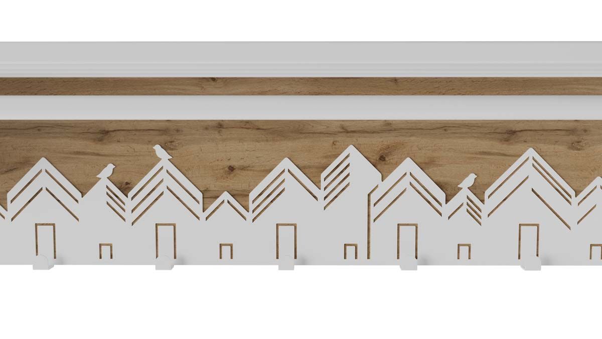 Настенная вешалка Калифорния Хигс В01 ЛДСП Дуб вотан/Белый 4847069302 4