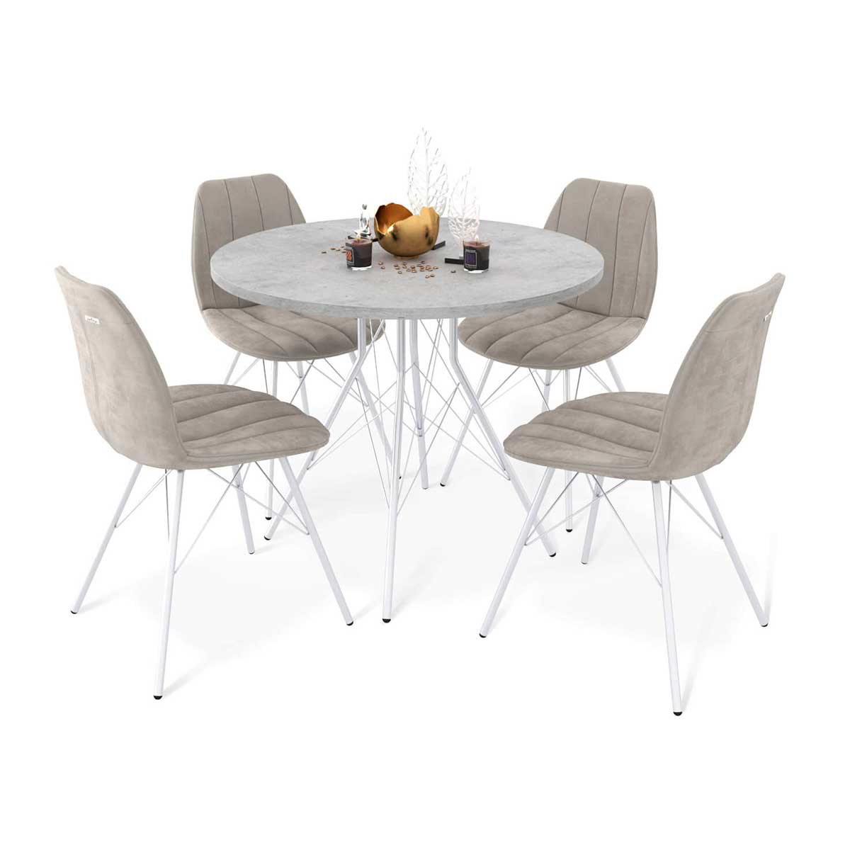 Обеденная группа Sheffilton SHT-DS212 бет. чик. свет.-сер./лунн. кам./хром лак 2642461001