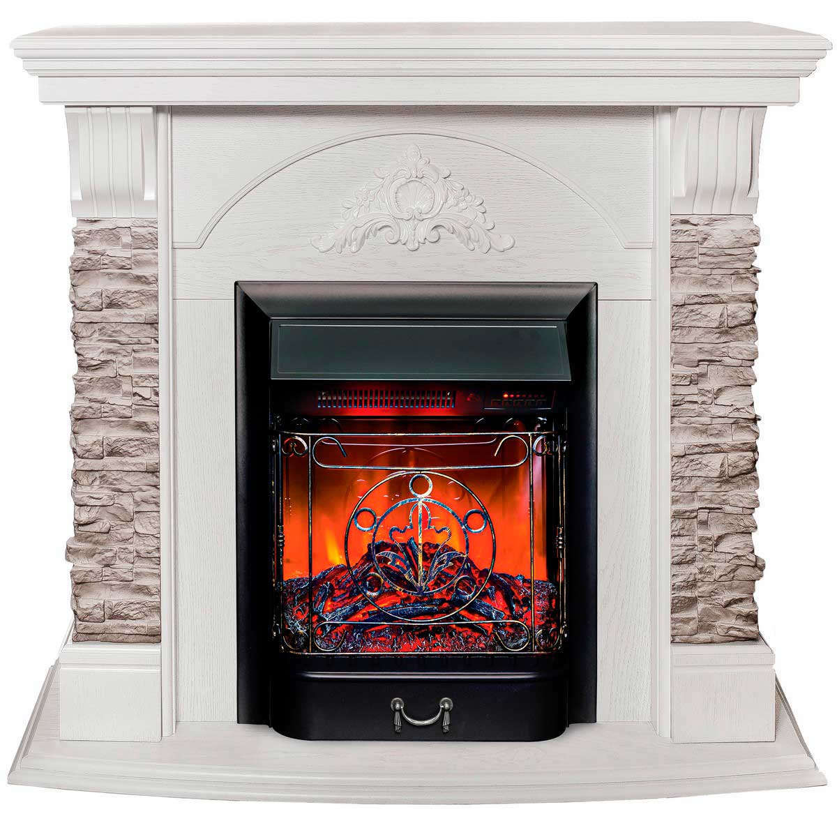 Электрокамин Realflame Athena GR WT с очагом Majestic Lux Black RC 305132