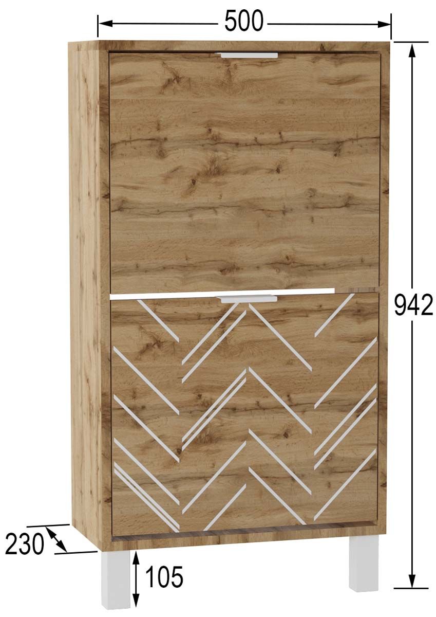 Тумба для обуви Калифорния Хигс ТО01 Дуб вотан/Белый 6008329901 1