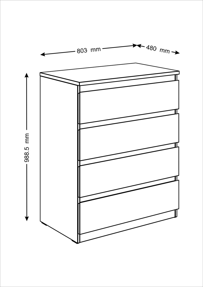 Комод Шведский Стандарт Мальта 80х99 с 4 ящиками 2.05.02.070.1 3