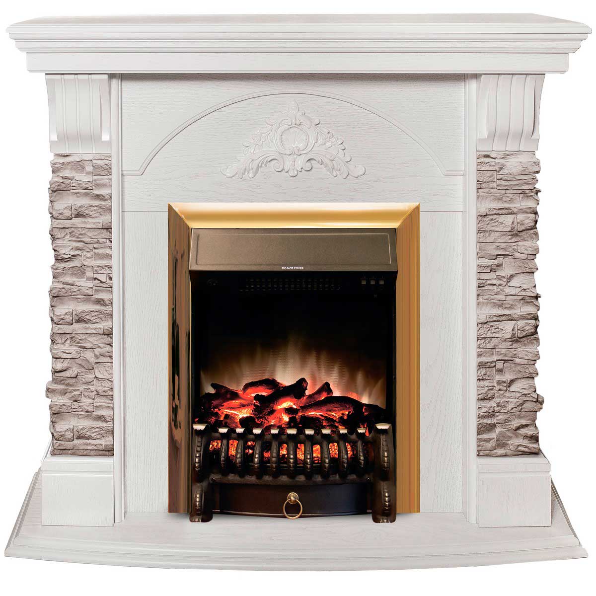 Электрокамин Realflame Athena GR WT с очагом Fobos Lux Brass 303132