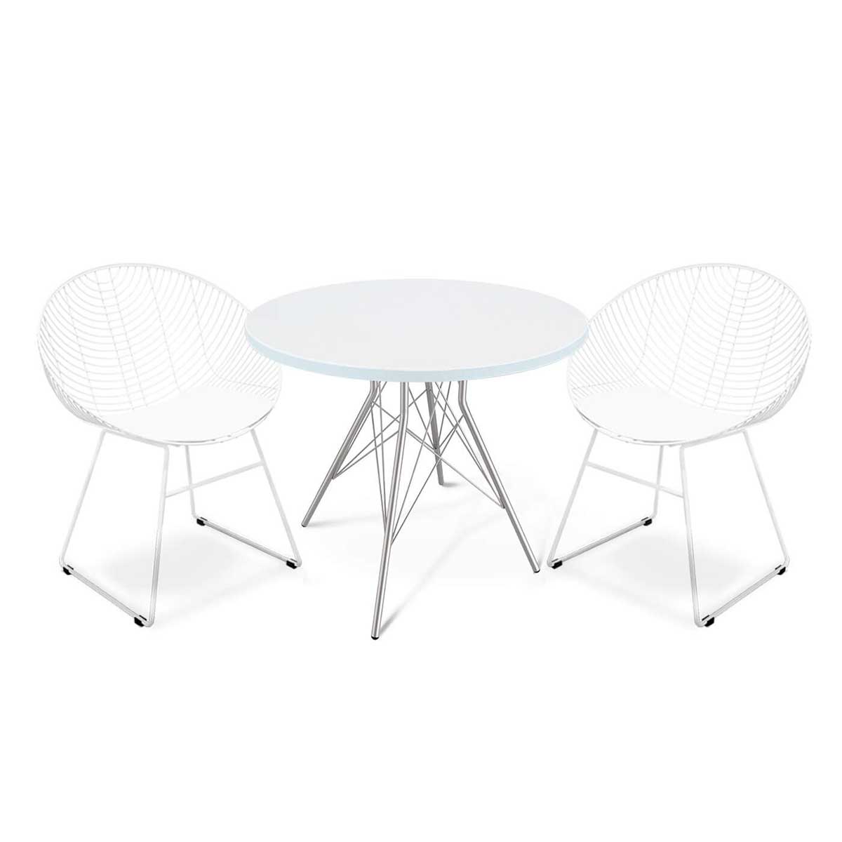 Обеденная группа Sheffilton SHT-DS153 белоснежная шагрень/хром лак/белый 5486023501