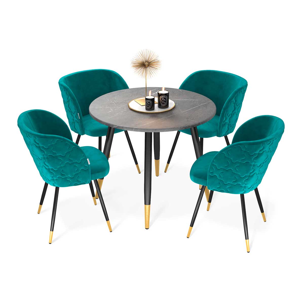 Обеденная группа Sheffilton SHT-DS220 мрам.прем.тем./альп.берюз./чер. муар/зол 8650274101