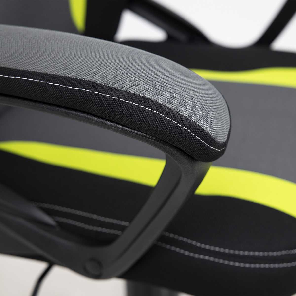 Игровое кресло AksHome Flaviy черный/серый/салатовый, ткань 86377 3