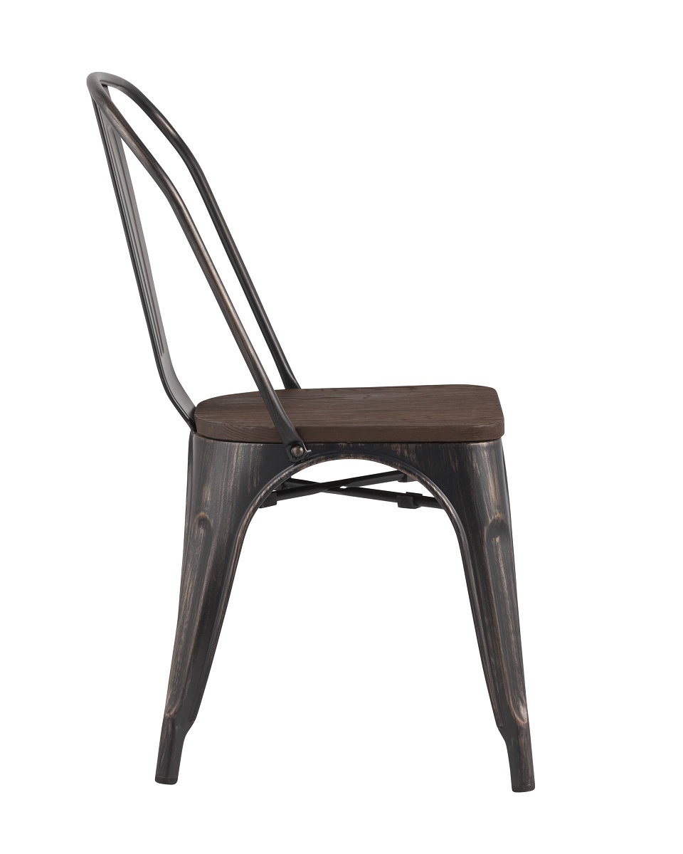 Барный стул Tolix черный/патина золото + темное дерево YD-H440B-W MS-01-1 1