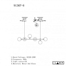 Подвесная люстра iLamp Golden 9136P/6 BK-WH 1