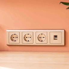 Накладка для телефонной розетки Werkel RJ-11 (шампань рифленый) W1192010 4690389160707 3