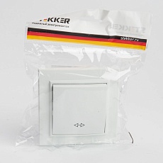 Переключатель одноклавишный перекрестный Stekker Эрна белый PSW10-9009-01 39925 2