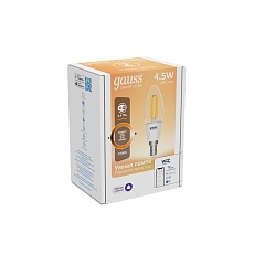 Лампа светодиодная диммируемая филаментная Gauss Smart Home Filament E14 4,5W 2700K прозрачная 1230112 1